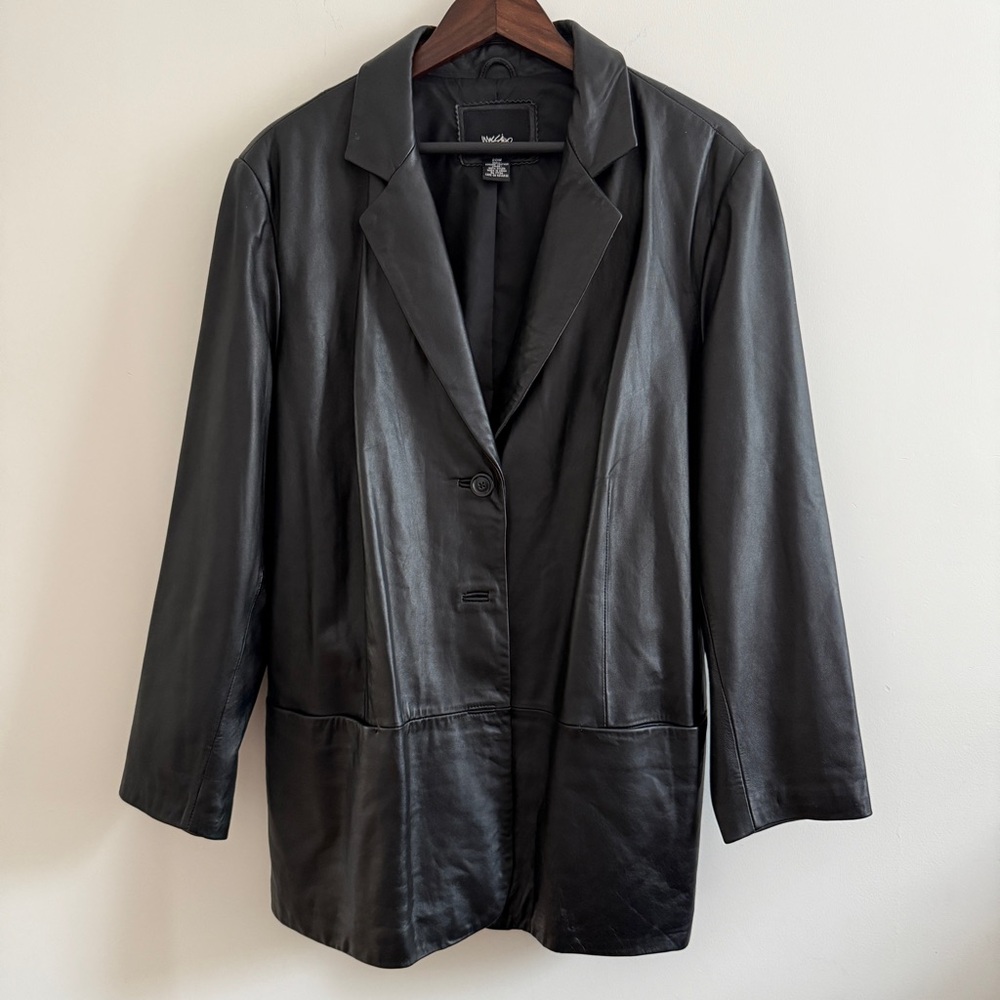 Mossimo Supply Co. Black Genuine Leather Blazer
